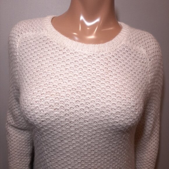Ann Taylor Loft Mohair Blend Raglan Cut Sweater Fuzzy Semi Sheer Open Knit - Picture 3 of 12